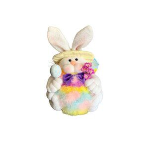 Vtg 13" Fiber Optic Easter Bunny Rabbit Colored Lights Easter Decor Works